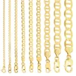 Solid 14k Yellow Gold Mariner Anchor Chain Necklace sizes