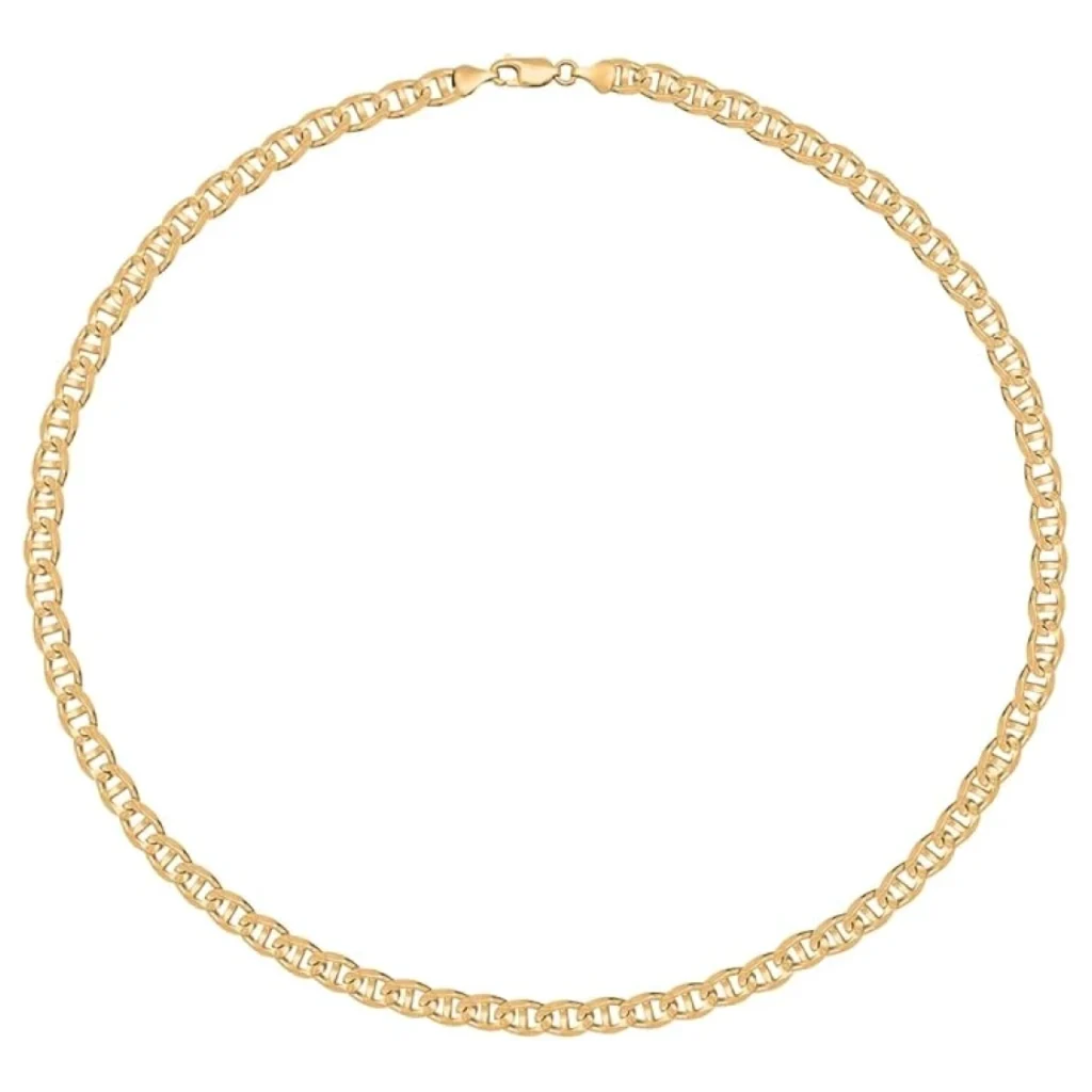 10K Mariner Anchor Solid Yellow Gold Bracelet 2.5mm sqaure