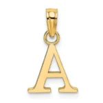 10K Solid Gold A Initial Letter Alphabet Charm Pendant 1/2"