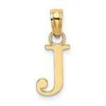 10K Solid Gold J Initial Letter Alphabet Charm Pendant 1/2"