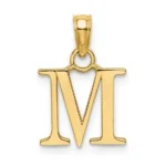 10K Solid Gold M Initial Letter Alphabet Charm Pendant 1/2"