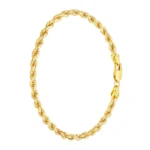 10K Solid Yellow Gold Rope Diamond Cut Bracelet 3mm