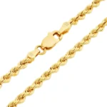 10K Solid Yellow Gold Rope Diamond Cut Bracelet 3mm clasp