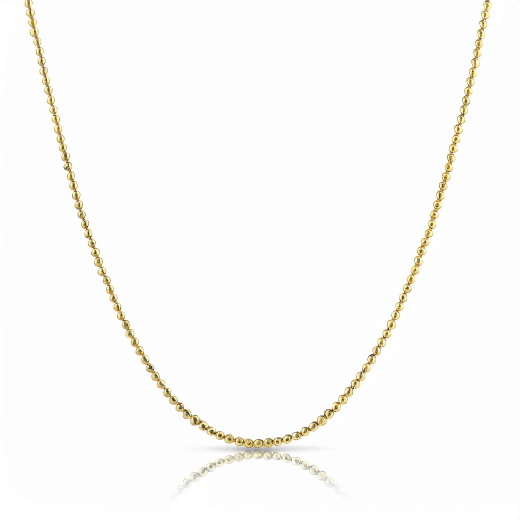 10k Yellow Gold Ball Bead Chain Necklace 1mm