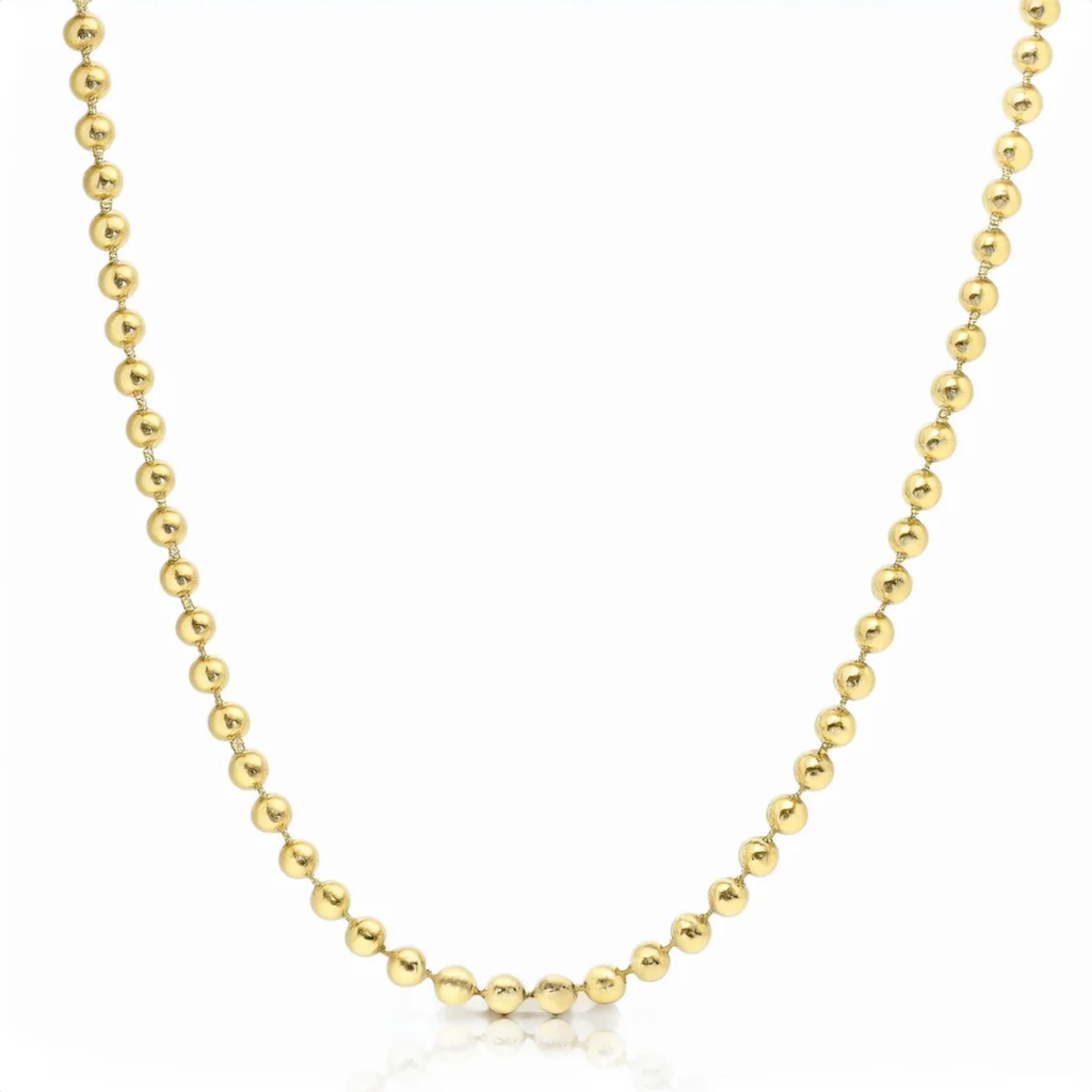 10k Ball Bead Chain Necklace Yellow Gold 4mm