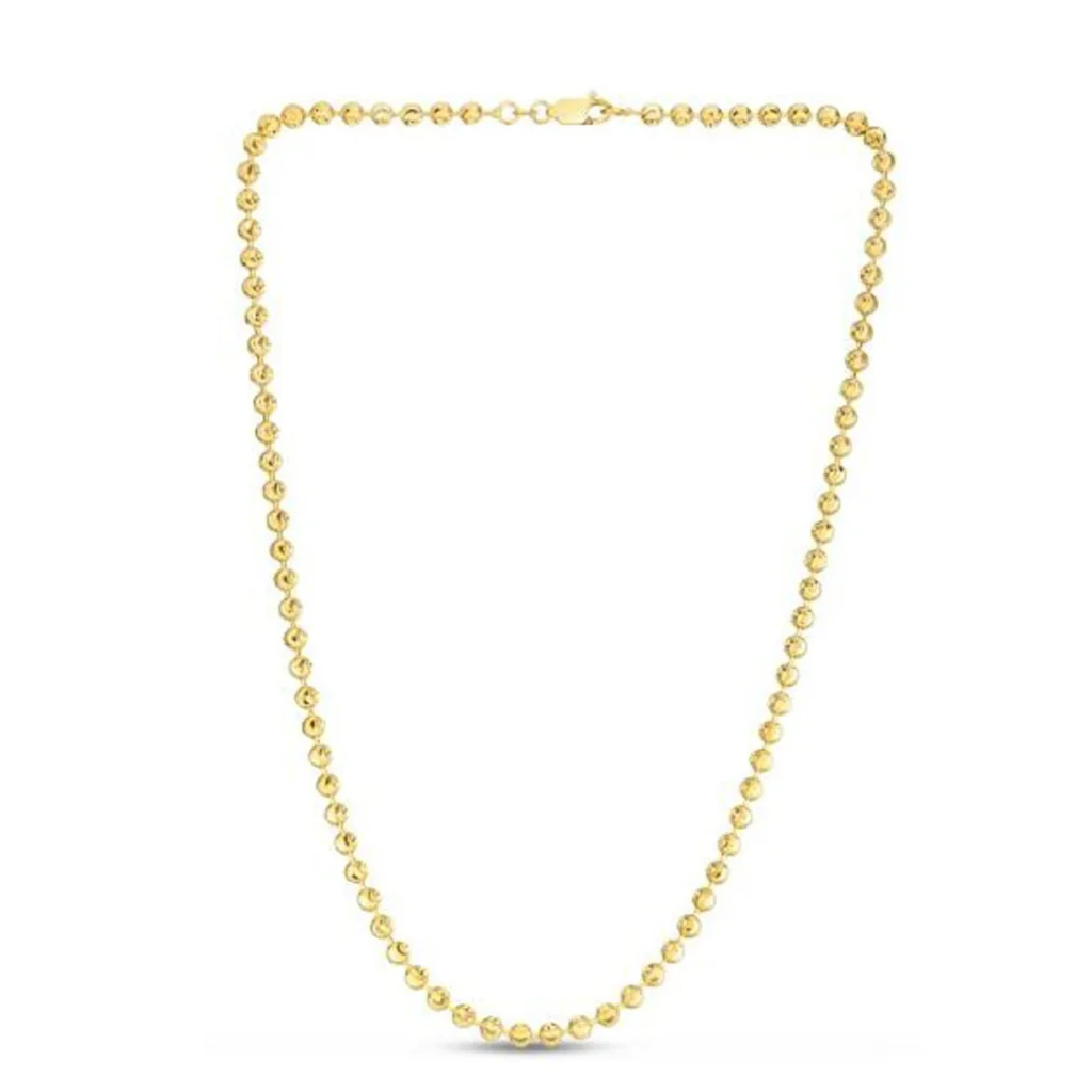 10k Ball Bead Chain Necklace Solid Gold Yellow 4mm clasp blurry
