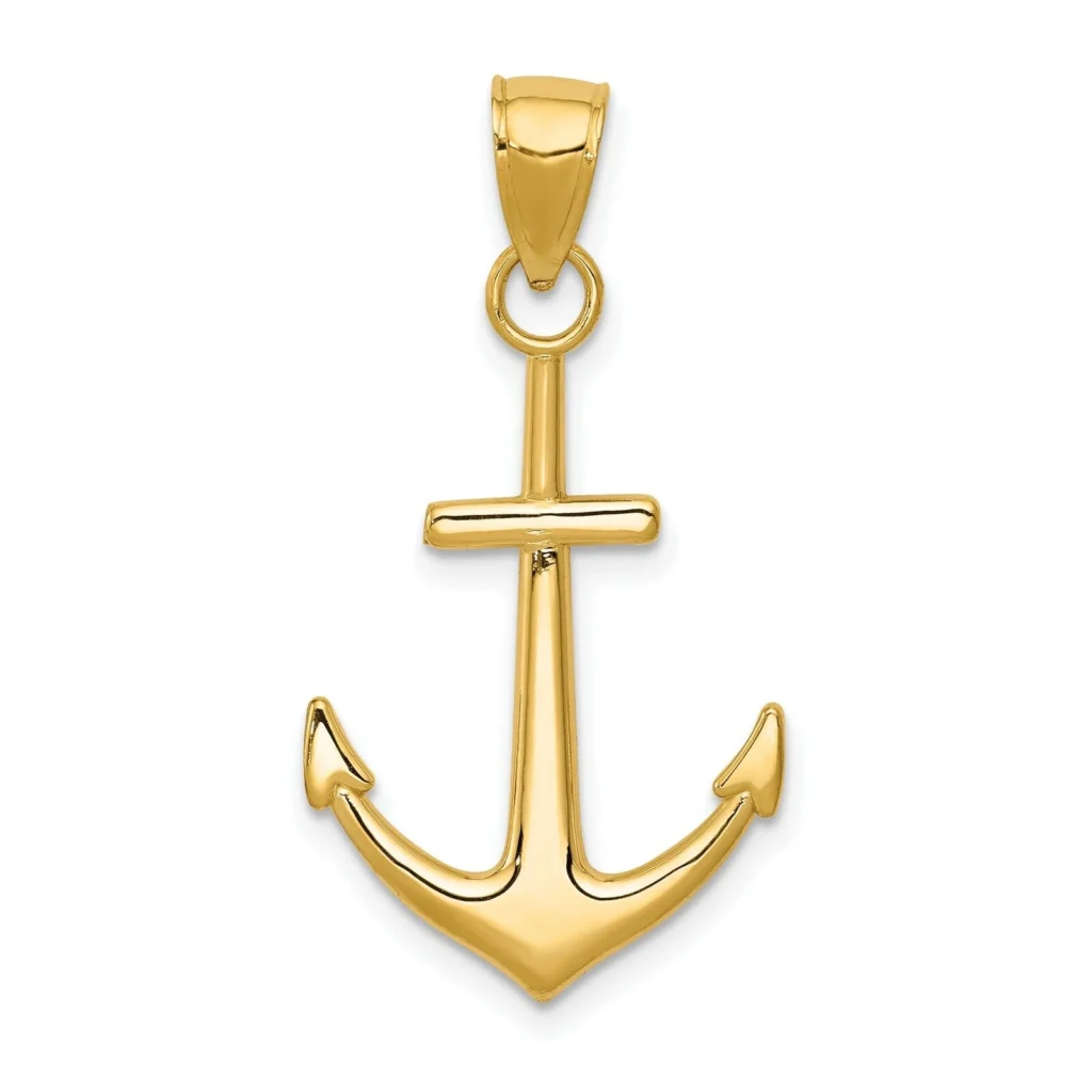 10k Gold Solid Yellow Anchor Charm Pendant Polished Men Woman