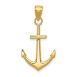 10k Gold Solid Yellow Anchor Charm Pendant Polished Men Woman