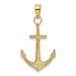 10k Gold Solid Yellow Anchor Charm Pendant Polished Men Woman back