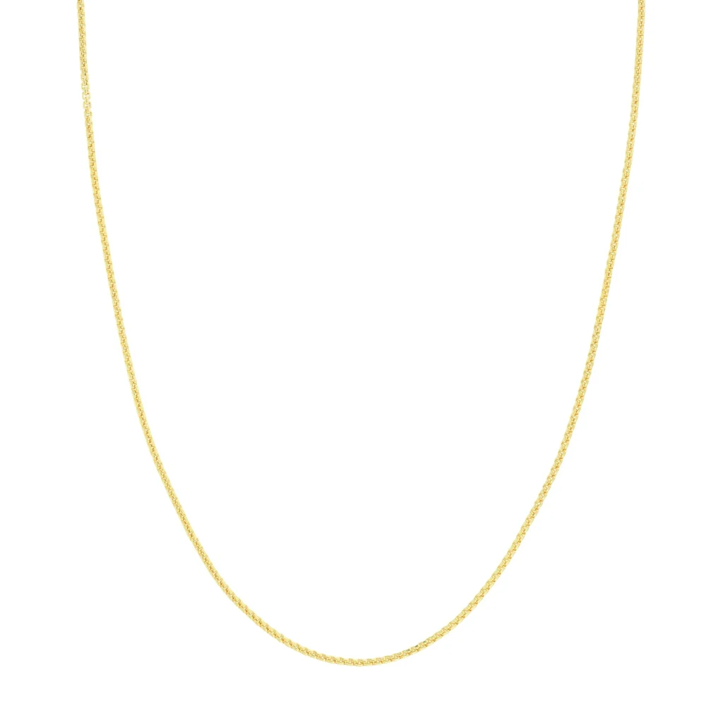 10k Yellow Gold Box Rounded Chain Necklace 2mm