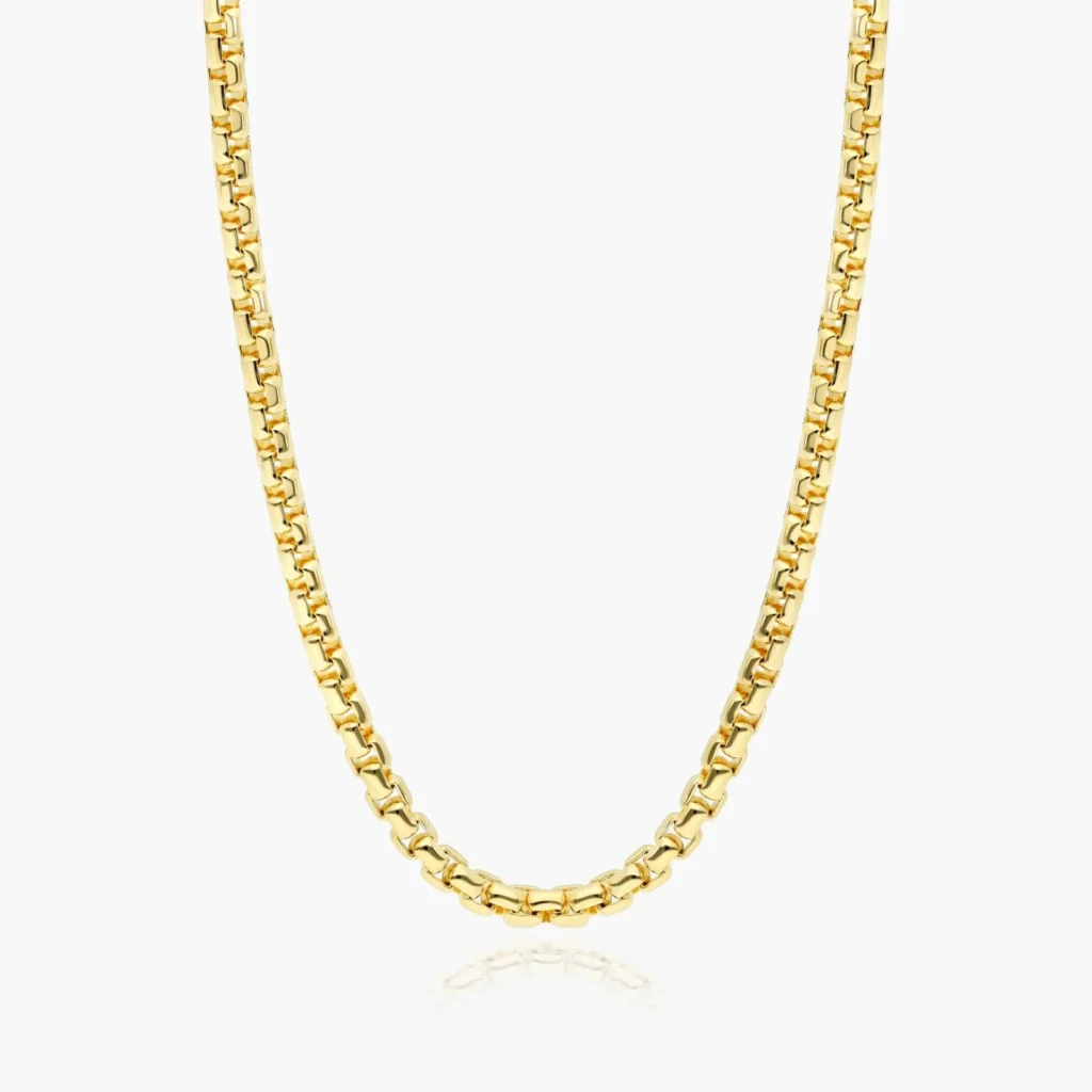 10k Yellow Gold Box Rounded Chain Necklace 4mm