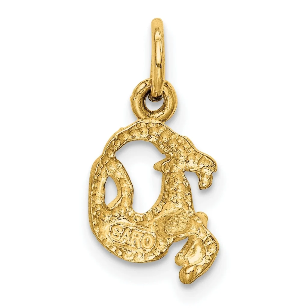10k Solid Yellow Gold Capricorn Zodiac Charm 18mm x 10mm back