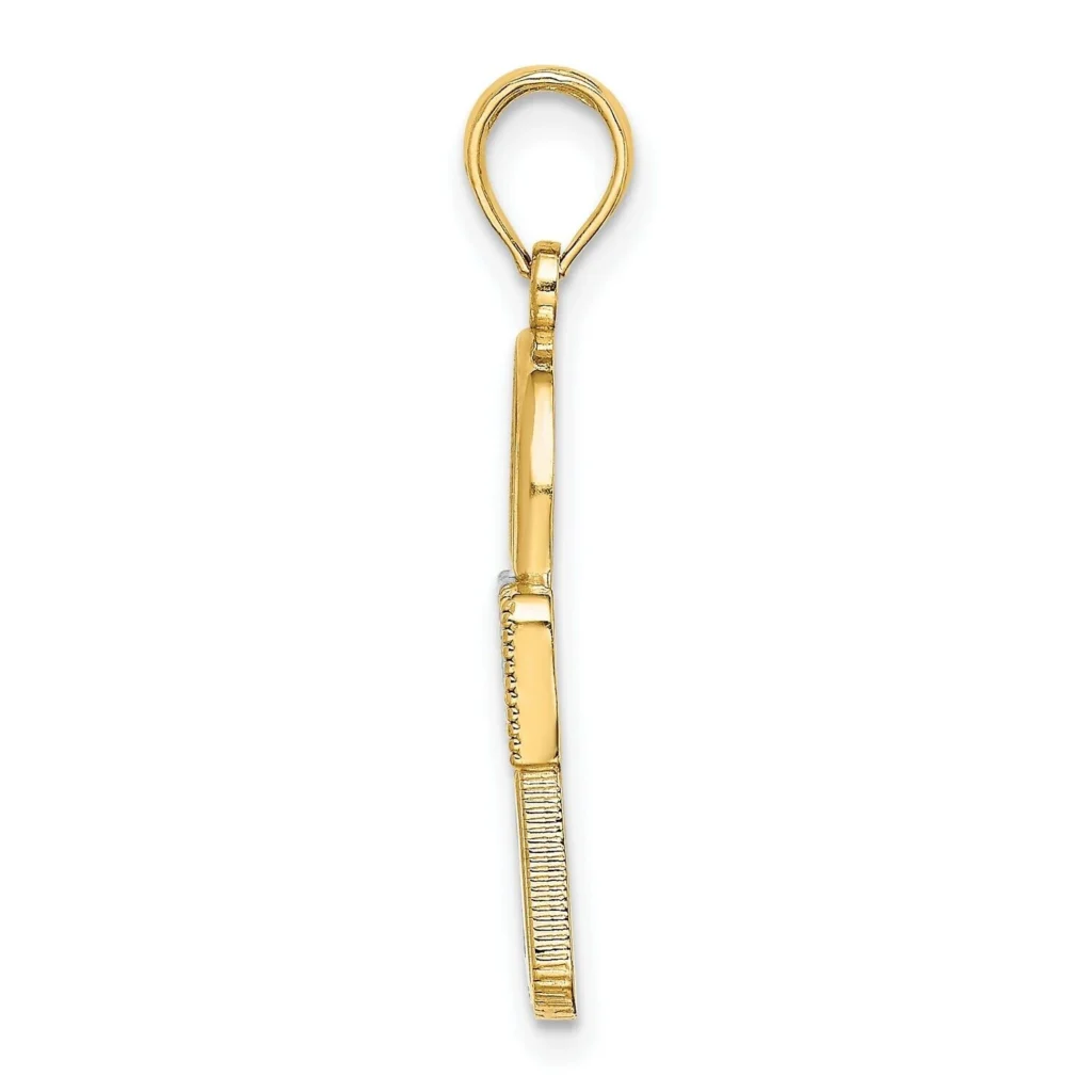 14k Solid Gold White Yellow Two Tone Lock Charm Pendant side