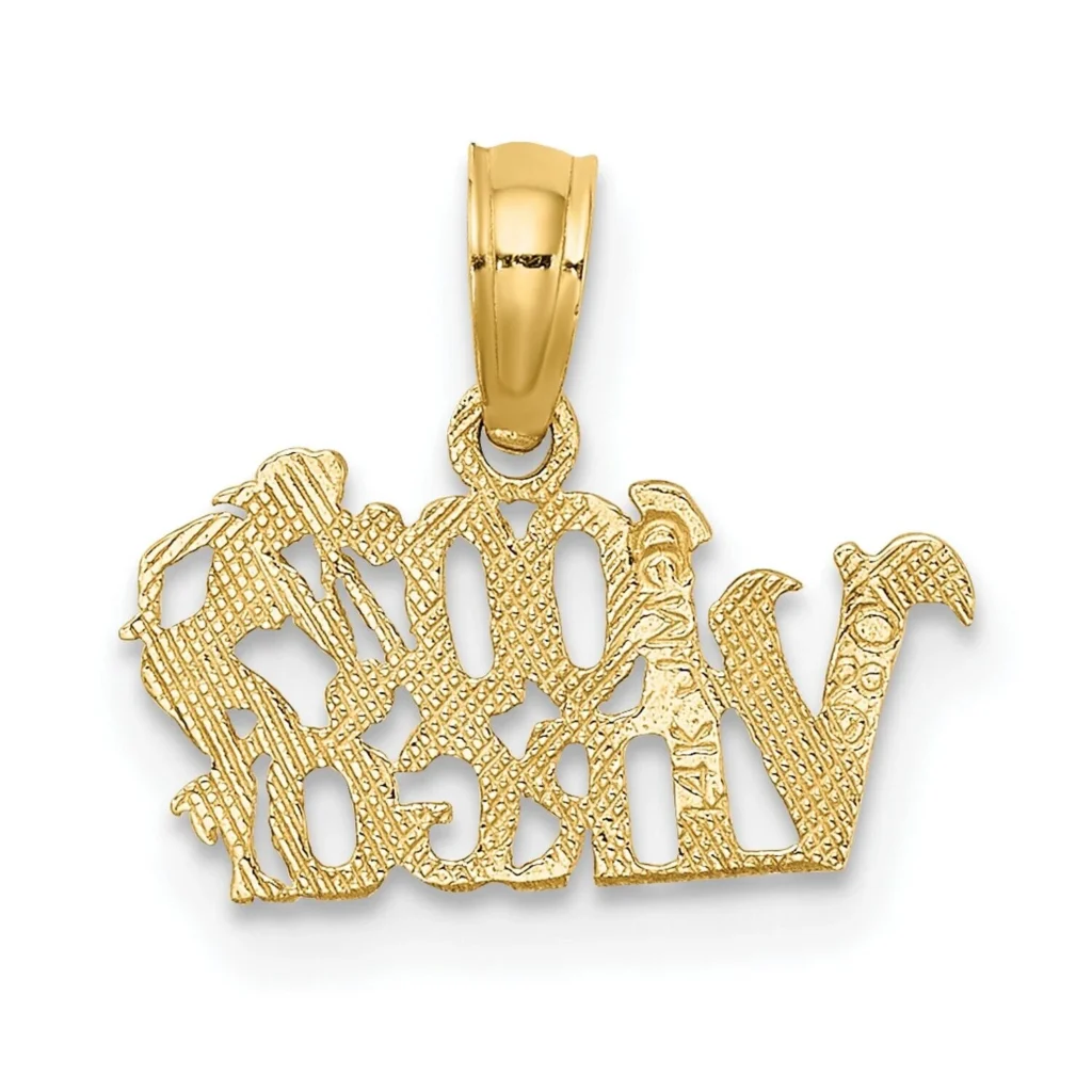 14k Solid Yellow Gold 100% Virgo Zodiac Symbol Pendant Charm back