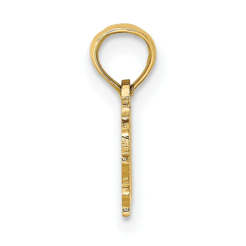 14k Solid Yellow Gold 100% Virgo Zodiac Symbol Pendant Charm side