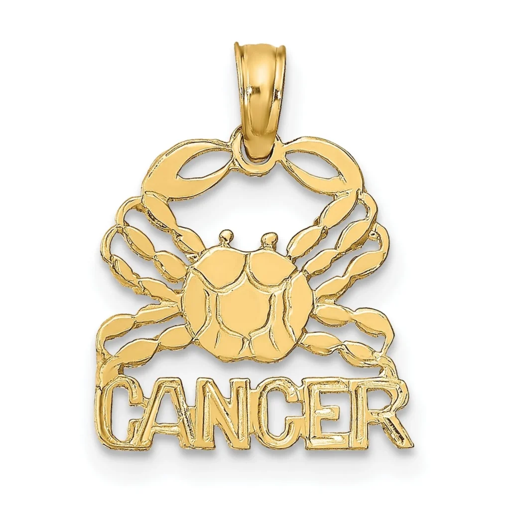 14k Yellow Gold Cancer Zodiac Pendant Charm