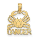 14k Yellow Gold Cancer Zodiac Pendant Charm