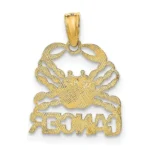 14k Solid Yellow Gold Cancer Zodiac Symbol Pendant Charm back