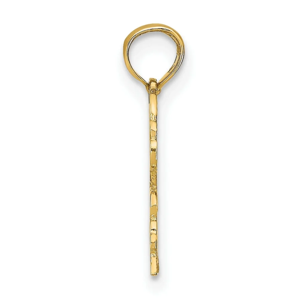 14k Solid Yellow Gold Cancer Zodiac Symbol Pendant Charm side