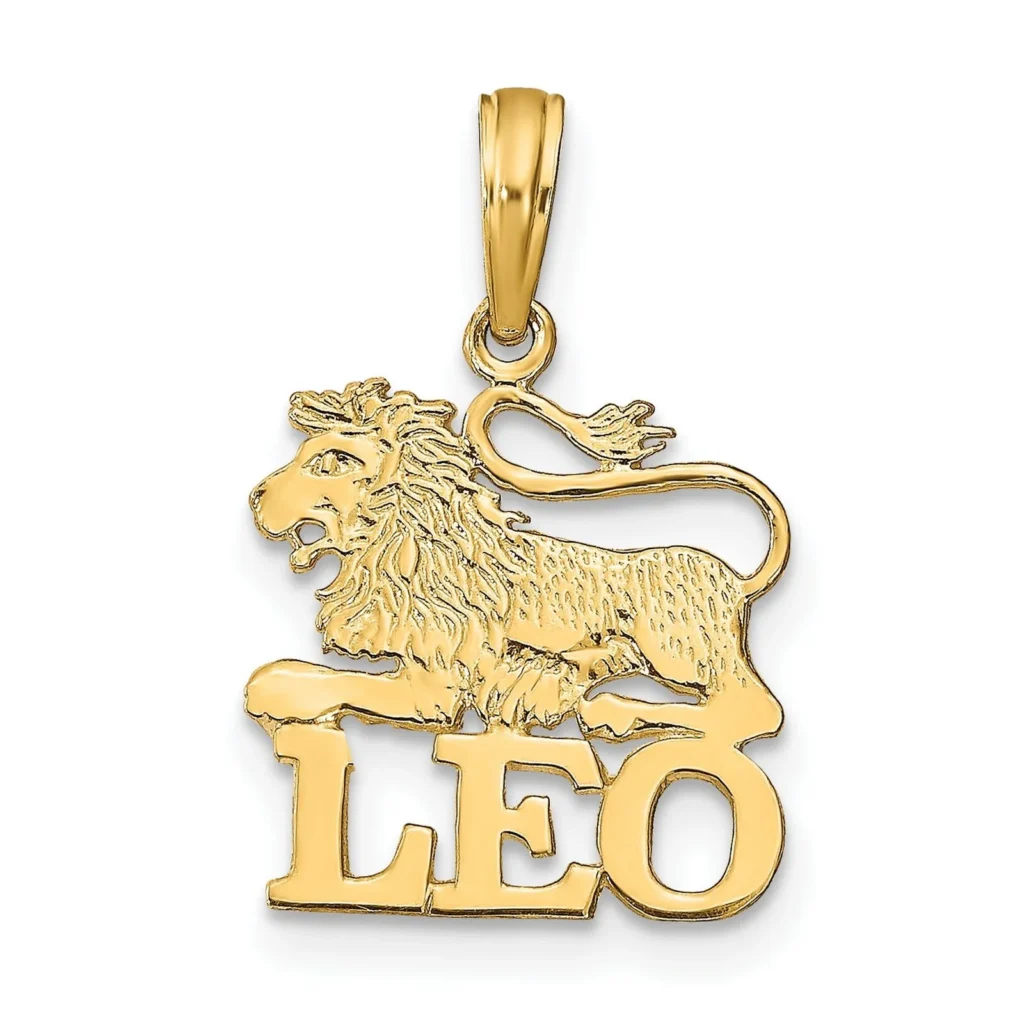 14k Yellow Gold Leo Zodiac Pendant Charm