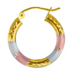 14k Tri Color Gold Hoop Earrings 20x20mm