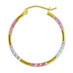 14k Tri Color Gold Tube Hoop Earrings 22x22mm