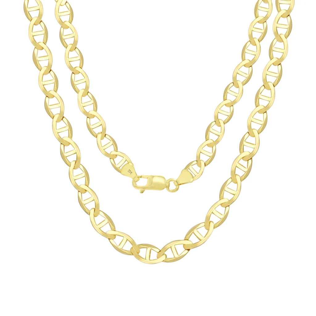 10k Yellow Gold Anchor Mariner Chain Necklace 4mm