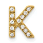 Diamond Letter K Solid 14k Yellow Gold Charm Pendant Initial