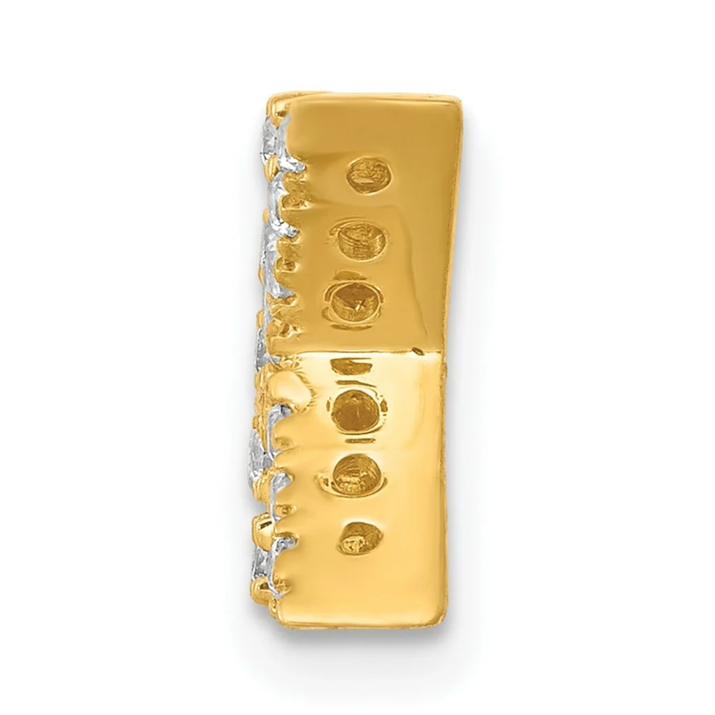 Diamond Letter K Solid 14k Yellow Gold Charm Pendant Initial side