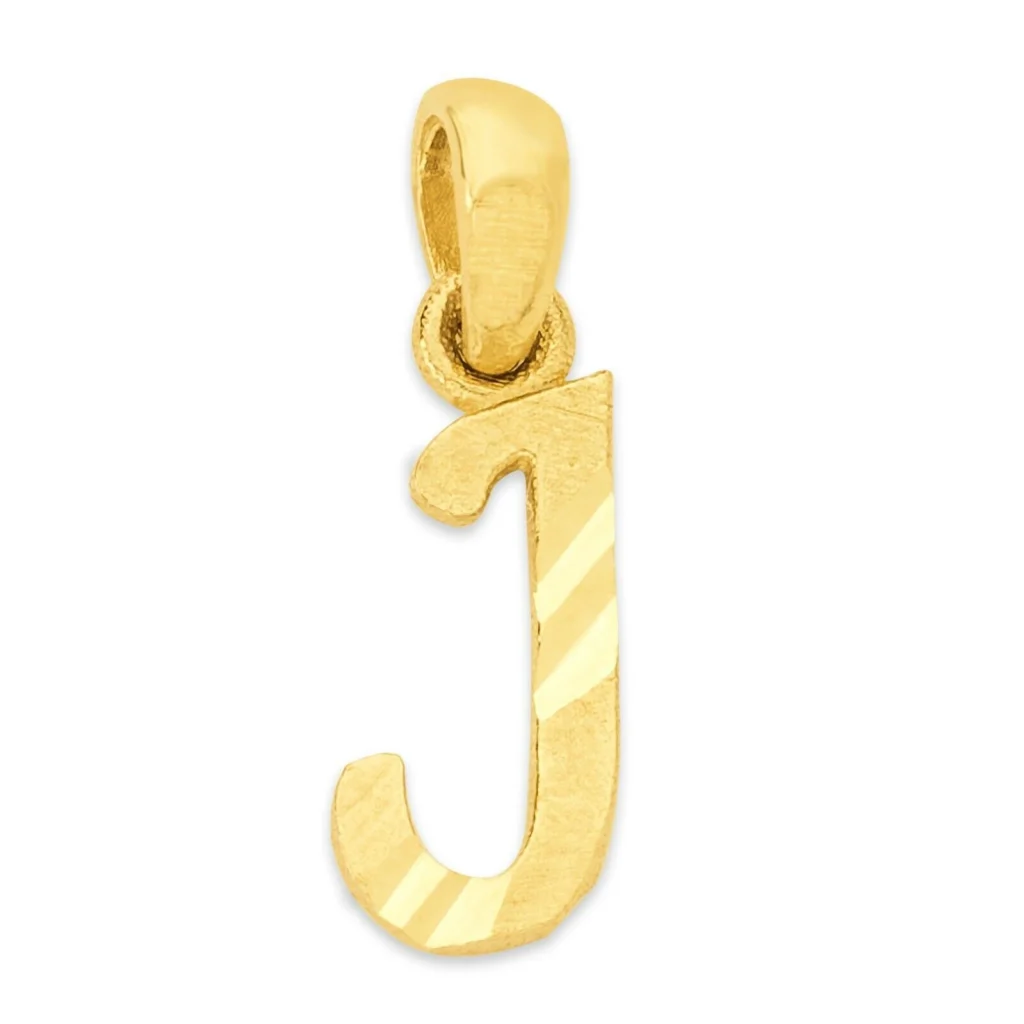 Letter J 14k Yellow Gold Charm Pendant