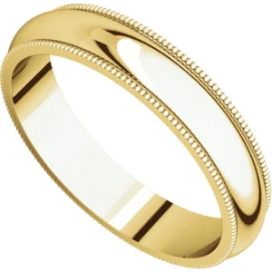 Solid 10k Milgrain Yellow Gold Band 4mm