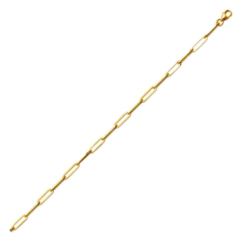 Paperclip Chain Necklace Solid 14k Yellow Gold 3mm clamp