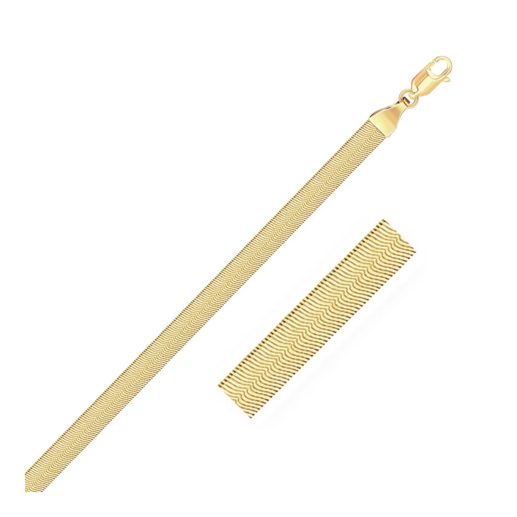 10K Yellow Gold Herringbone Bracelet 5mm