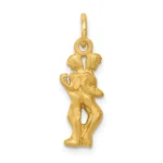Solid 10k Yellow Gold Gemini Zodiac Charm Pendant 20mm x 6mm