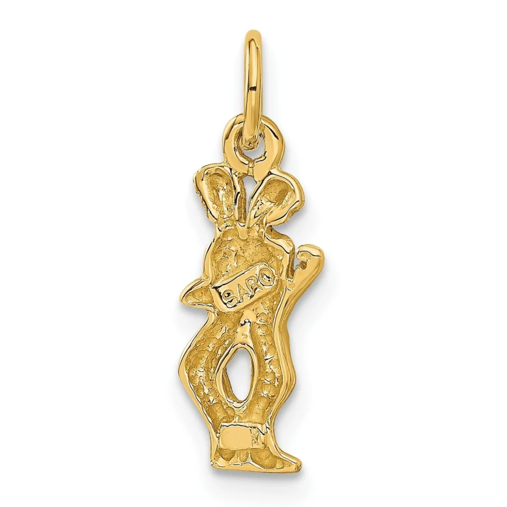 Solid 10k Yellow Gold Gemini Zodiac Charm Pendant 20mm x 6mm back