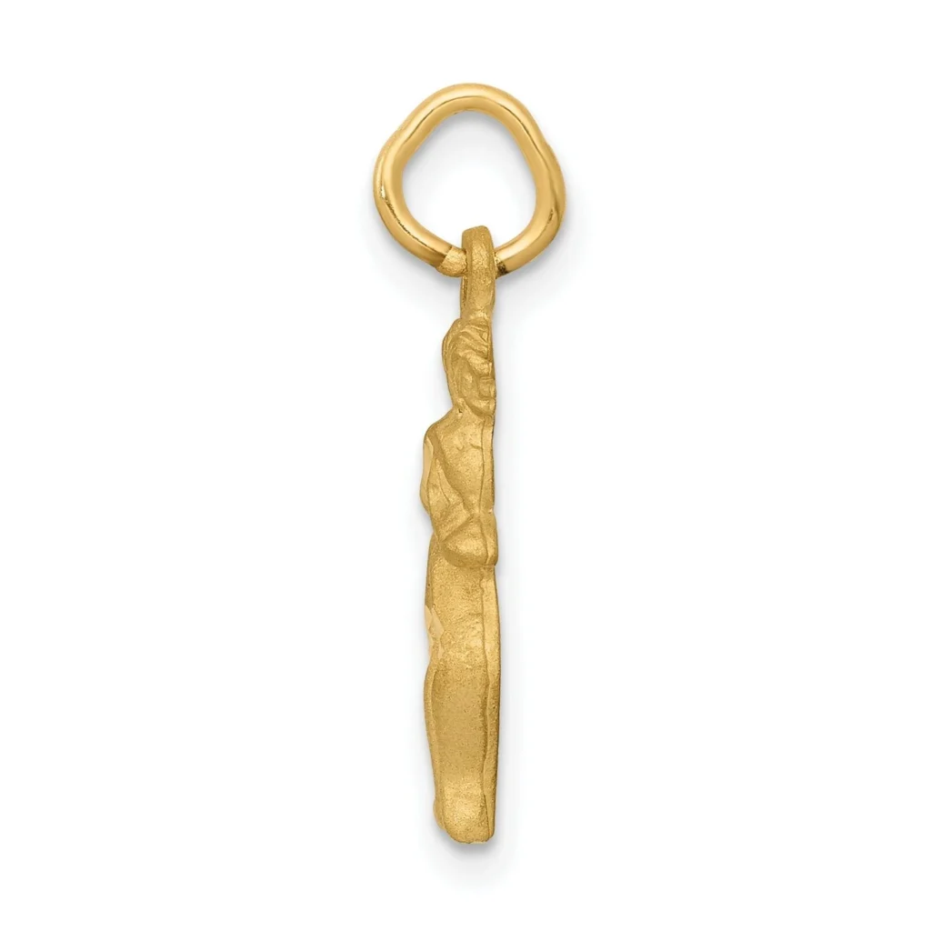 Solid 10k Yellow Gold Gemini Zodiac Charm Pendant 20mm x 6mm side
