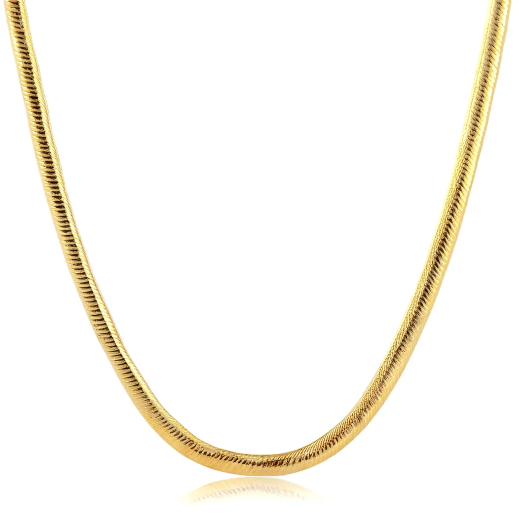 Solid 10k Yellow Gold Herringbone Chain Necklace 3mm