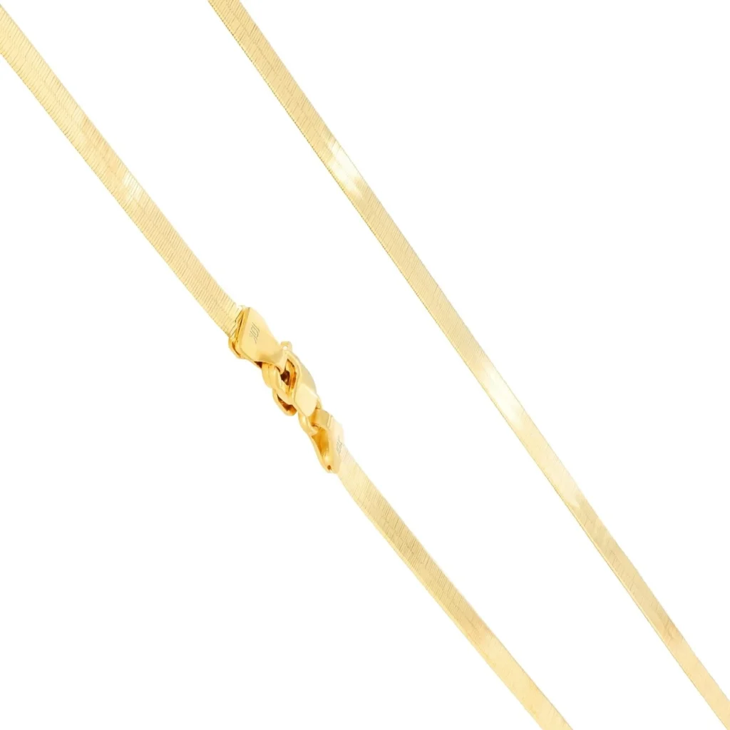 10k Gold Yellow Herringbone Chain Necklace 5mm