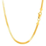 Solid 10k Yellow Gold Herringbone Chain Necklace 4mm