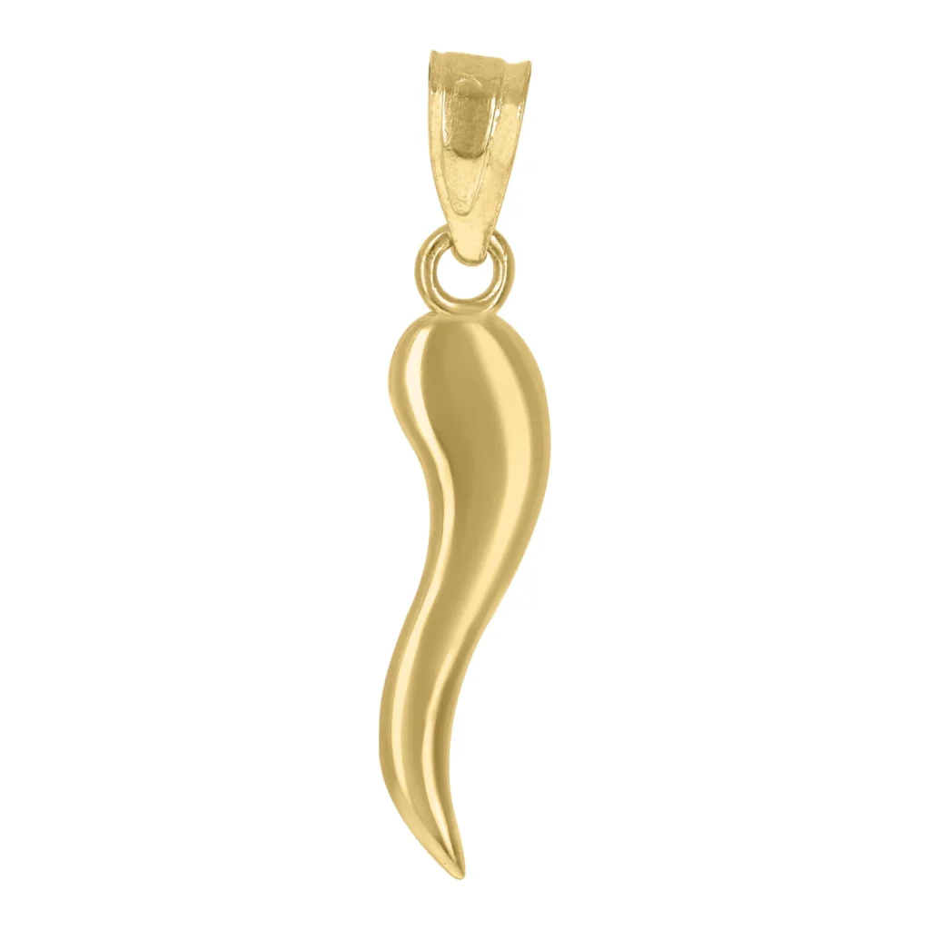 Solid 10k Yellow Gold Italian Horn Good Luck Pendant 22.5mm Charm