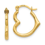14K Gold Heart Shaped Hoop Huggie Earrings 16mm