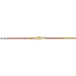 Solid 14k Gold 2mm Tri-color Rope Bracelet clamp