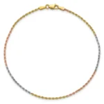 Solid 14k Gold 2mm Tri-color Rope Bracelet full