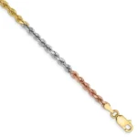 14k Gold 3mm Tri-color Rope Bracelet