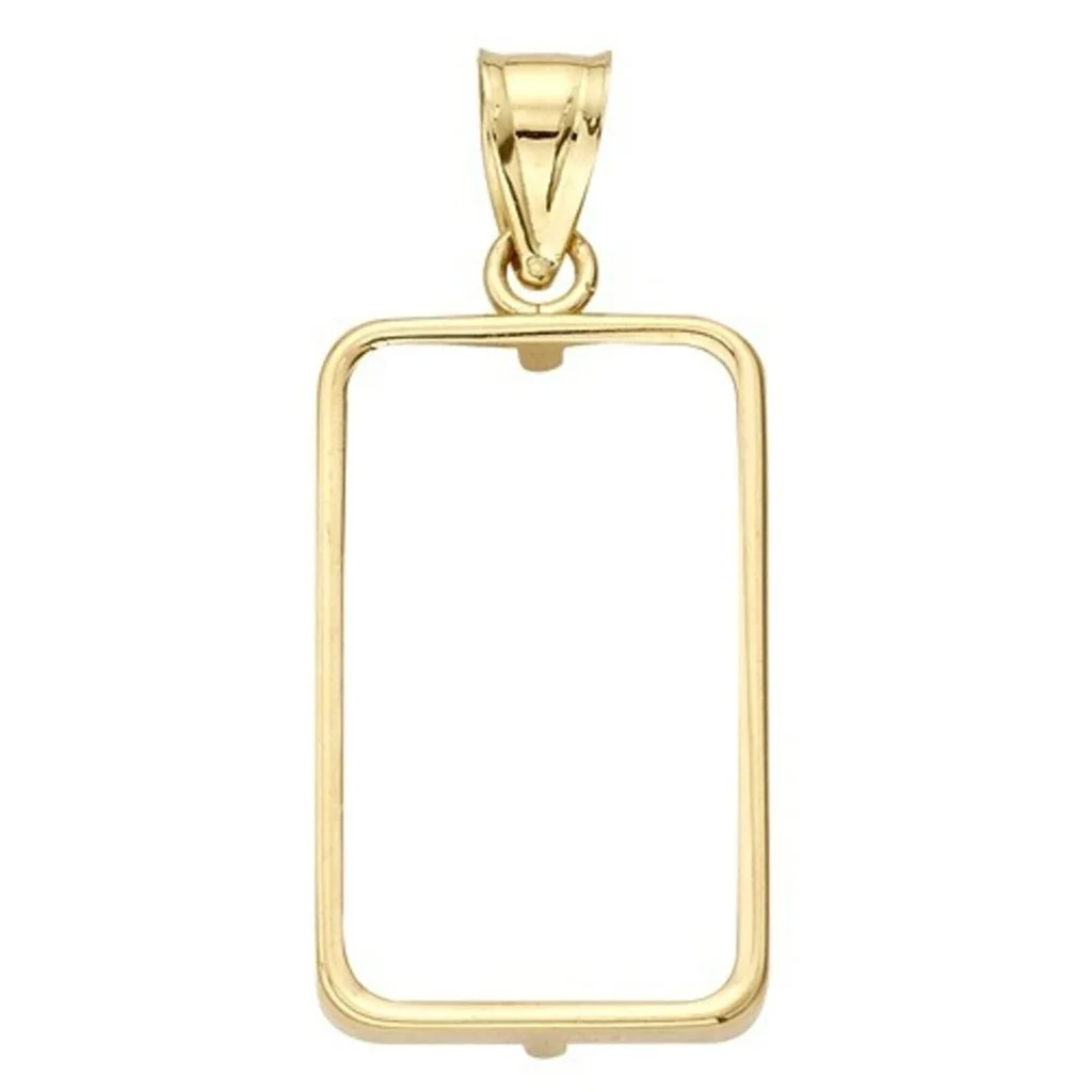 14k Gold 4 Prong Bezel for 1 gram Pamp Gold Bar 15.0 x 8.8mm