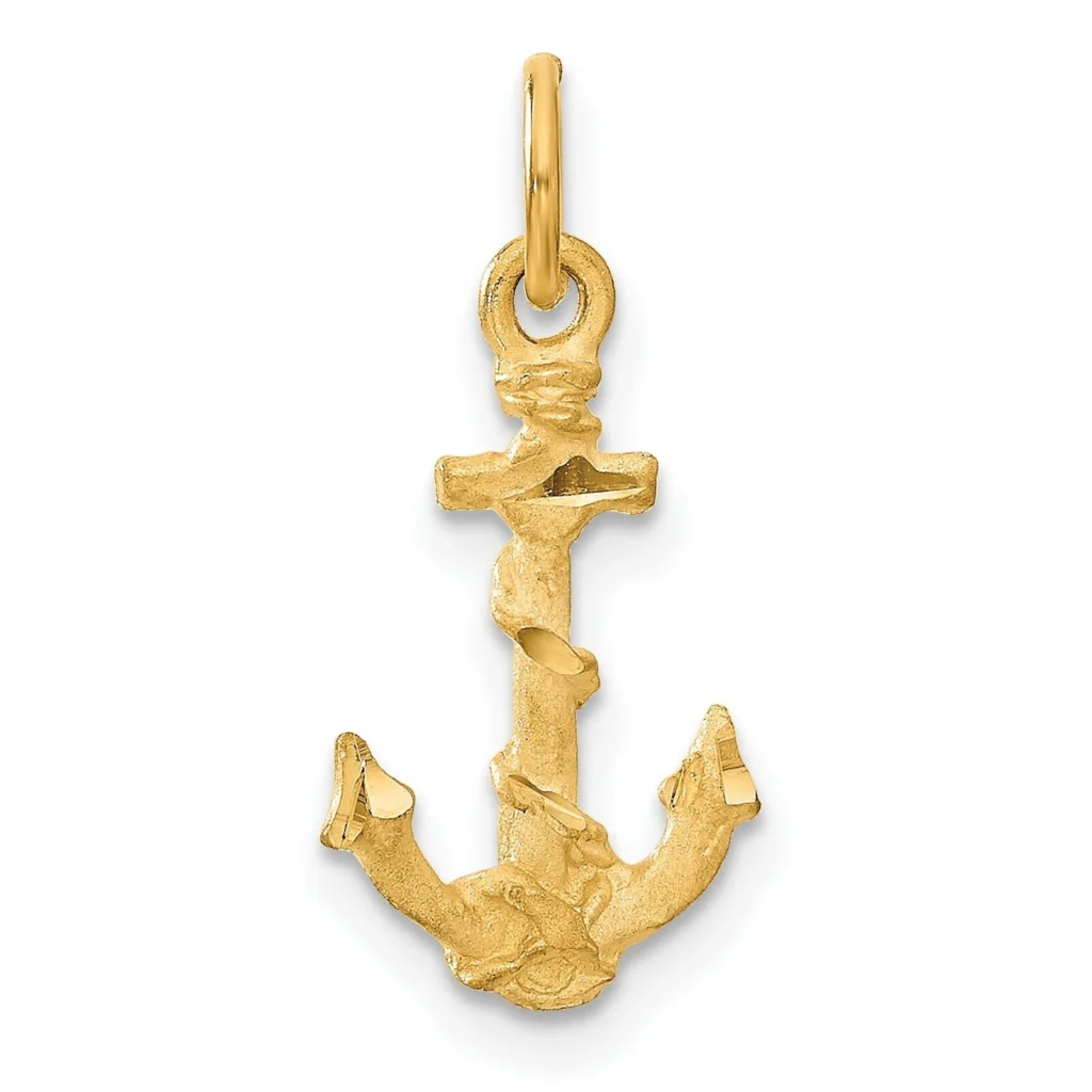 14k Yellow Gold Anchor Charm Pendant Medium