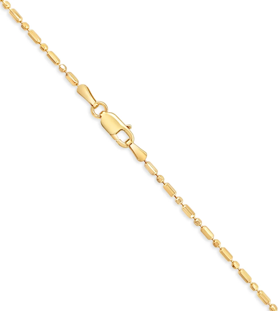 Solid 14k Yellow Gold Ball Bead Bar Chain Necklace 1.2mm clamp