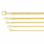 Solid 14k Yellow Gold Franco Chain Necklace 1.5mm clamp