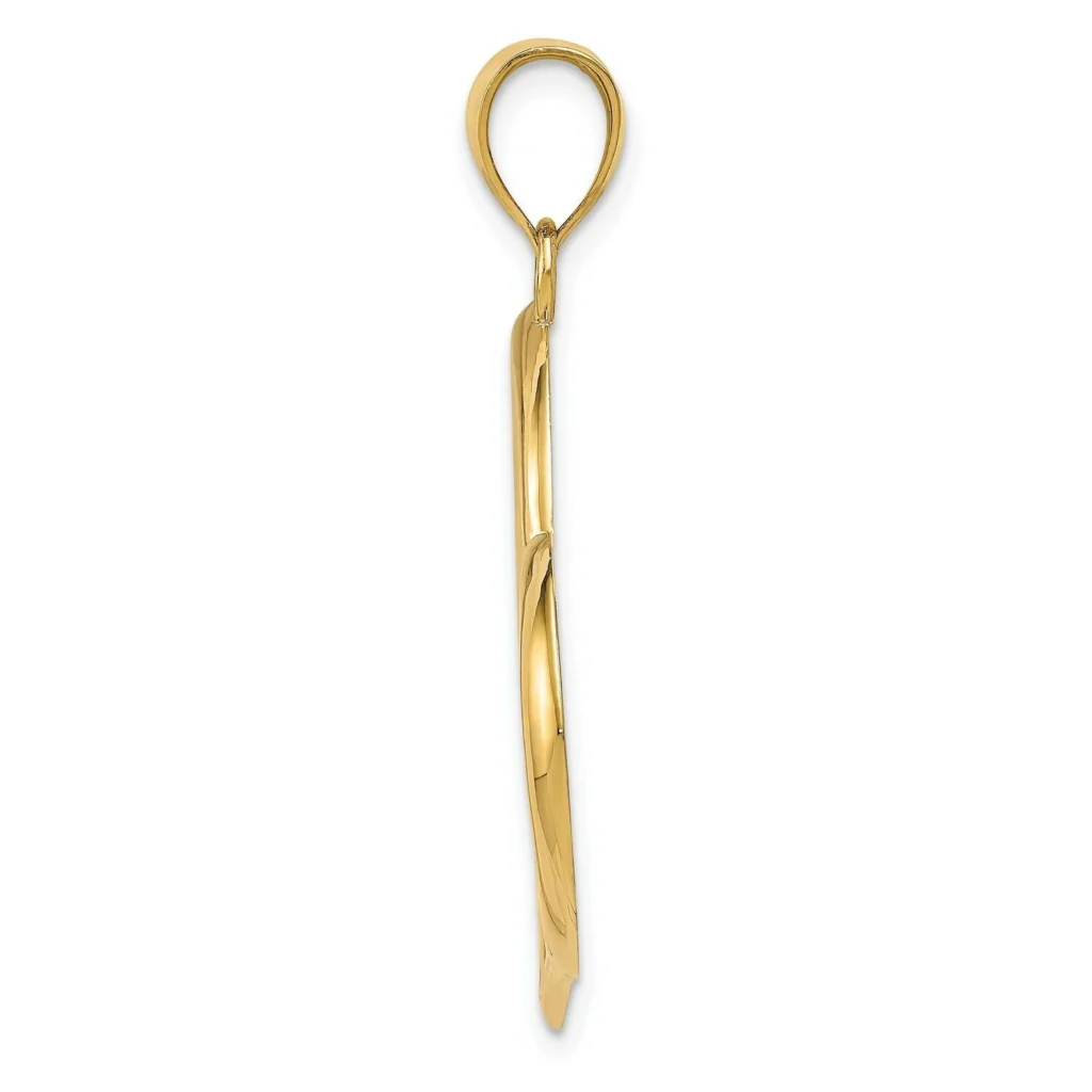Solid 14k Yellow Gold Heart Charm Pendant Sideways Polished side