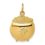 14k Yellow Gold Pot Of Gold Pendant Charm